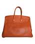 Birkin 35 Clemence Leather in Orange, back view